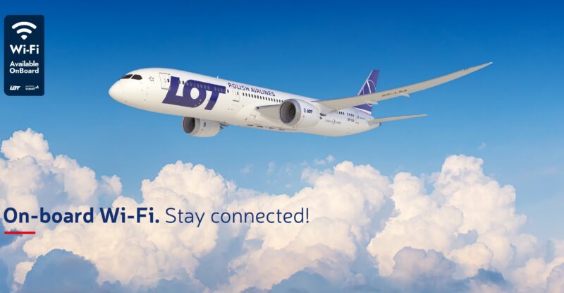 LOT aircraft flying above the clouds