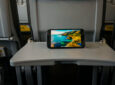 Tablet sits on a Vueling tray table, streaming content from the free wireless IFE. Vueling's Viasat-fitted aircraft can now offer this service.
