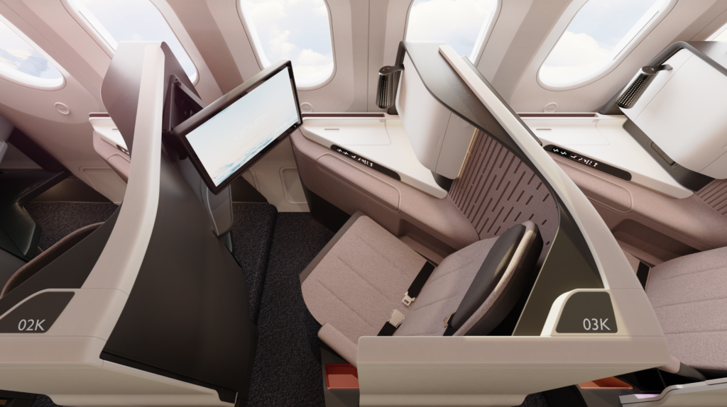 Unum business class seat with 4K IFE on a Boeing 787.