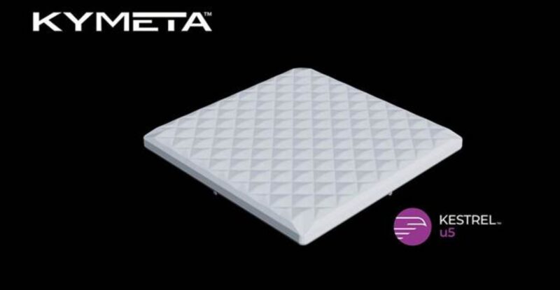 Kymeta Kestrel u5 Terminal on a black background.