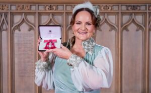 IPC Mouldings managing director Joanne Liddle accepts the MBE award
