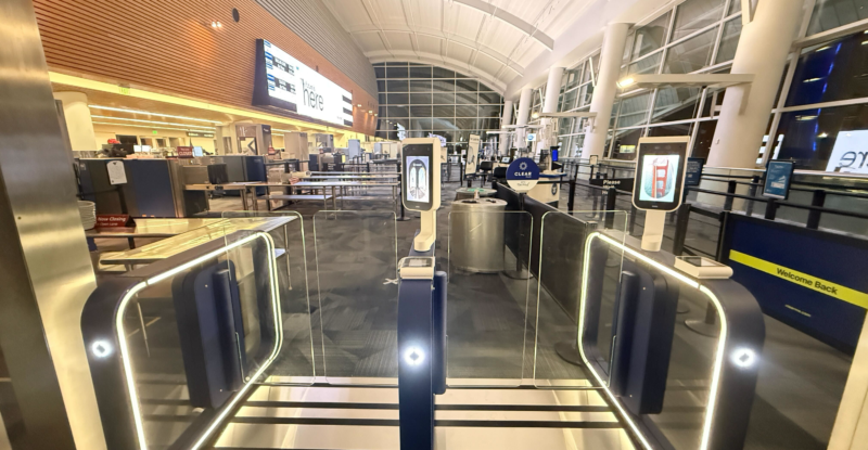CLEAR eGates at San José Mineta International Airport Terminal B.