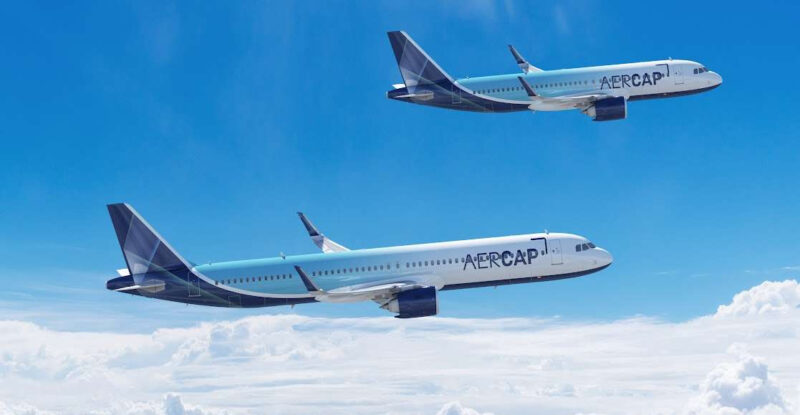 AerCap Airbus A320neo and A321neo in flight.