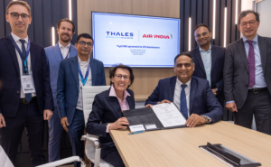 Thales and Air India executives signing the agreement at AIX 2026