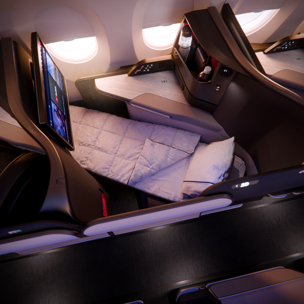 A350-1000 Delta One suite in bed mode.
