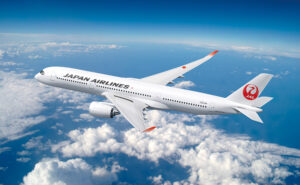 JAL Airbus A350 aircraft in flight.