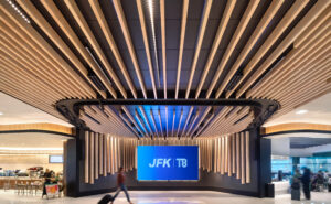Large art installation showcasing JFK T8
