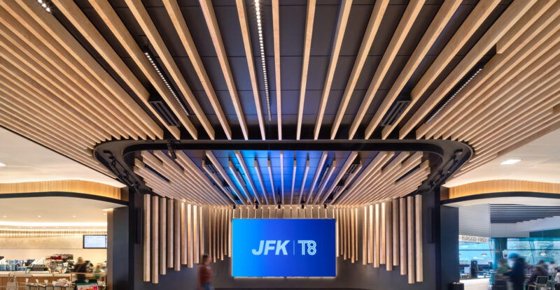 Large art installation showcasing JFK T8