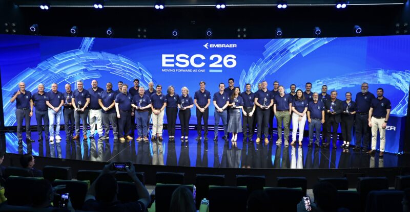 Embraer supplier winners on stage at the event.