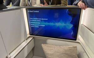 RECARO R7 Horizon AI-powered seat's large IFE screen.