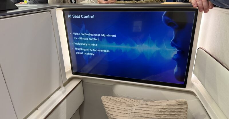 RECARO R7 Horizon AI-powered seat's large IFE screen.