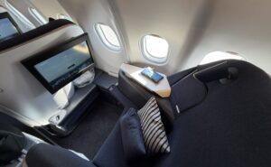 The Finnair A330 AirLounge business class seat.