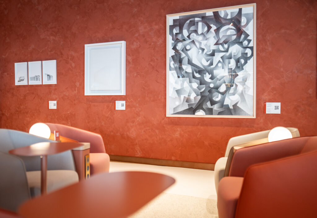 Local art wall in the Primeclass lounge.
