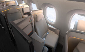 An A330 cabin with RECARO R7 seating.