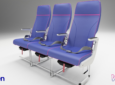 Geven Eva seat triple Wizz Air with blue fabric.