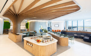 A large open buffet area in the lounge.