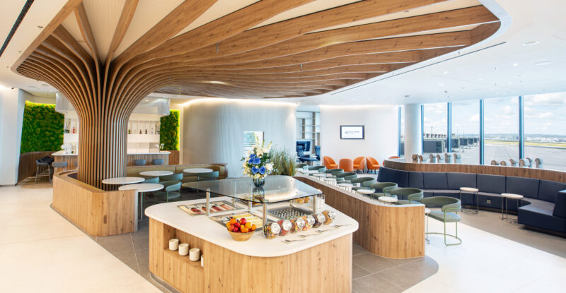A large open buffet area in the lounge.