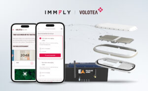 Two mobile devices showing the Volotea landing page for the inflight wi-fi.