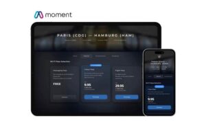 A next-generation ISP-independent Wi-Fi portal by Moment displayed on a tablet and mobile device.