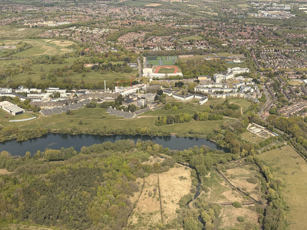 The University of East Anglia, photographed from the Velis Electro, demonstrates the aircraft’s sightseeing potential.
