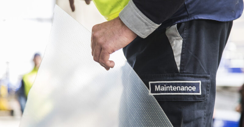 A close up of Lufthansa Technik AeroSHARK being installed