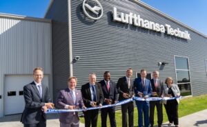 Lufthansa Technik ribbon cutting ceremony at a new facility.