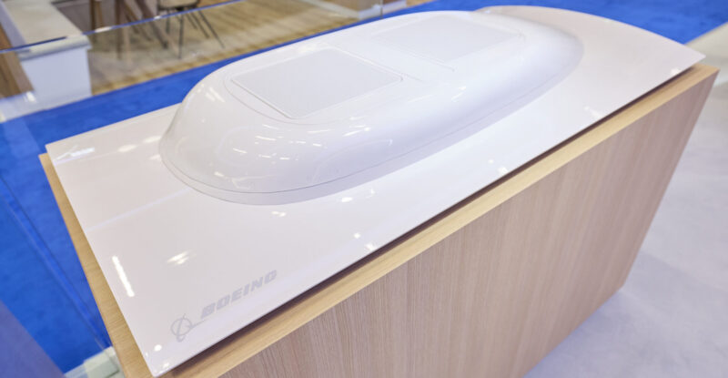 The Boeing Aerodynamic Shroud as displayed on Boeing's stand at the Aircraft Interiors Expo in Hamburg