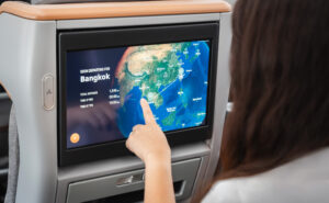 A close up of Panasonic's Arc map on EVA Air's IFE.