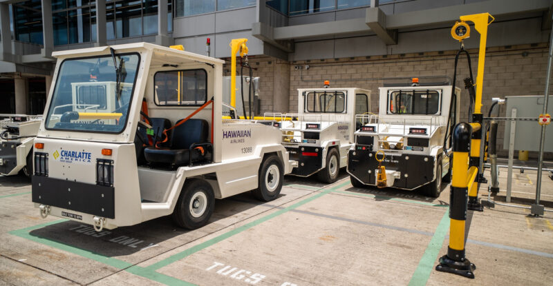 Hawaiian Airlines electric ground support equipment.
