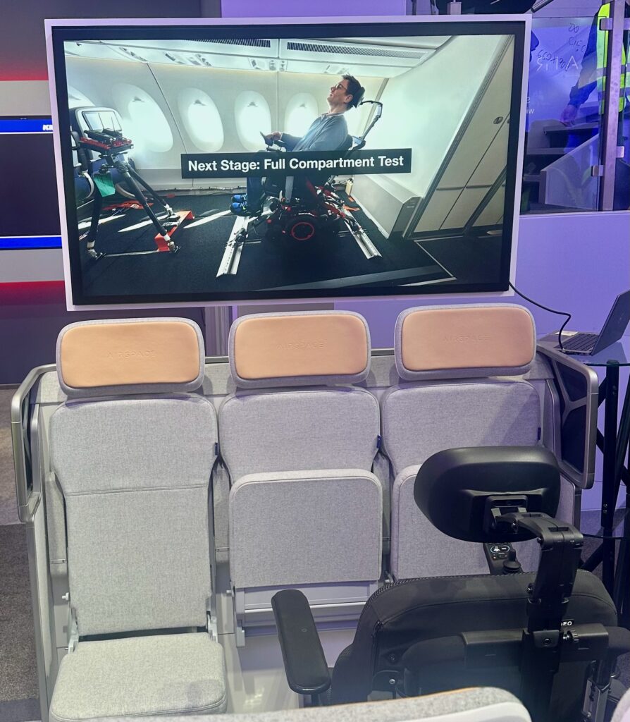 Airbus Airspace U Suite video shows the real-world test with a Disabled passenger using the wheelchair securement system.