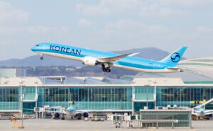 Korean Air aircraft taking off.