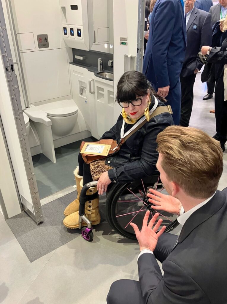 Mary Doyle learns about the latest iteration of Diehl Aviation's Space³ accessible lav design 