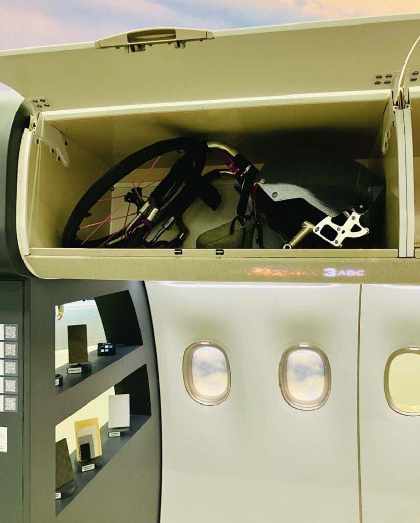Manual wheelchair in an overhead bin on the Diehl Aviation standa t AIX 2026 