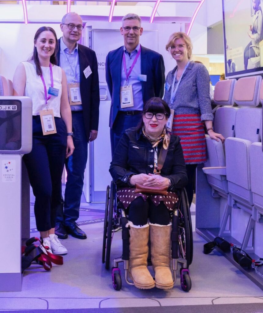 Mary Doyle on Airbus' stand at AIX 2026. This photo was taken inside the Airbus Access U Suite