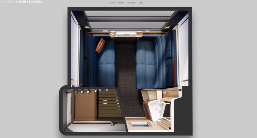Club Bedroom suite layout, as seen from above.