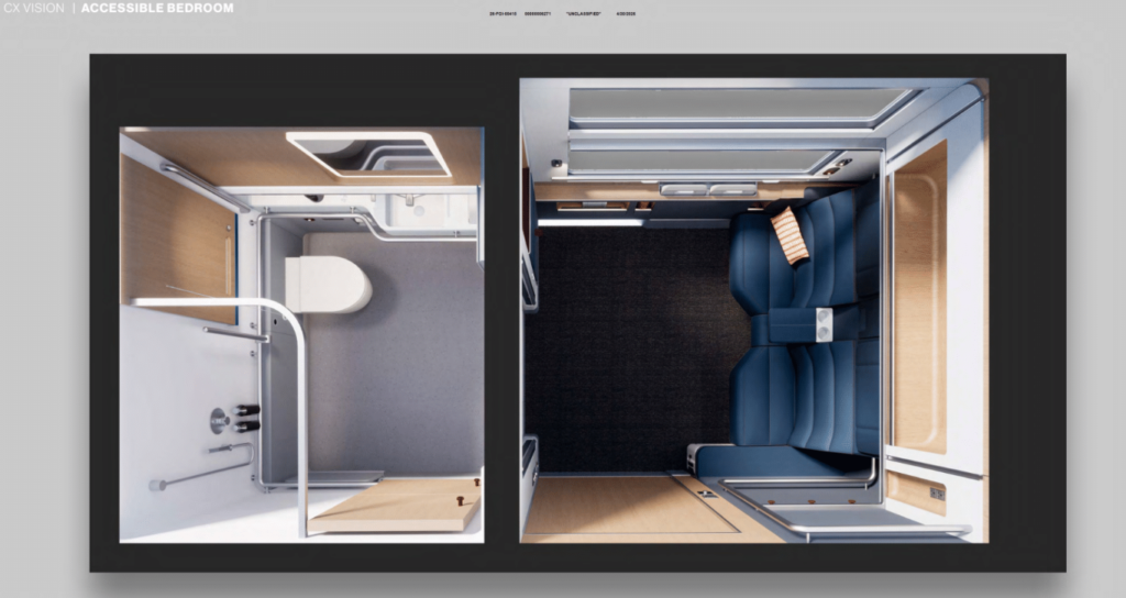 Layout of the accessible suite for the Superliner