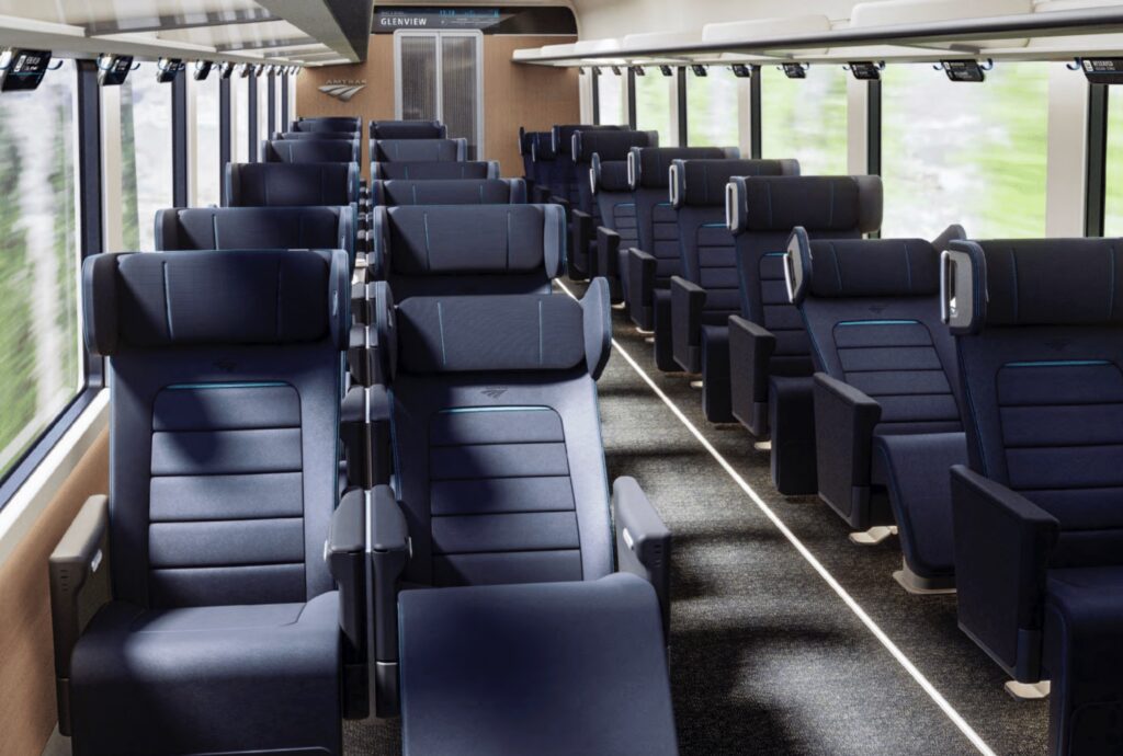 Amtrak Premium Coach class in 2-1 configuration for Superliner
