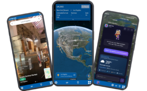 FlightPath3D Cloud platform as seen on 3 different mobile devices.