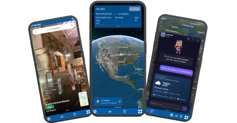 FlightPath3D Cloud platform as seen on 3 different mobile devices.
