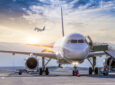 Passenger airplane getting ready for flight.