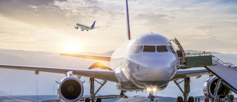 Passenger airplane getting ready for flight.