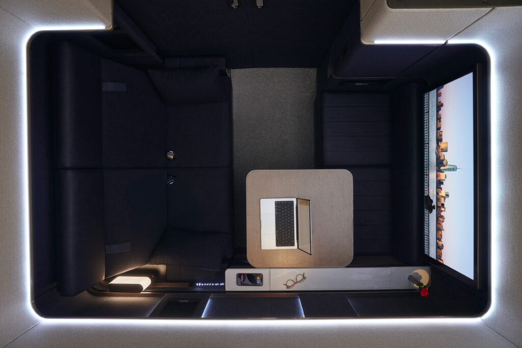 Overhead view of Lufthansa Allegris first class suite.