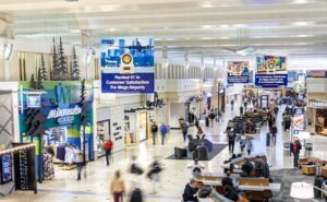 A busy Minneapolis-St. Paul International Airport terminal.