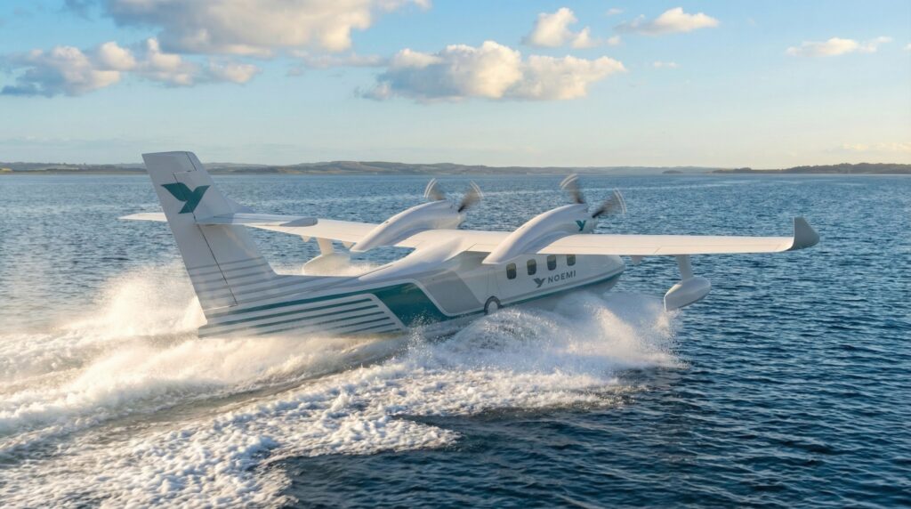 NOEMI Aerospace aircraft landing on water.