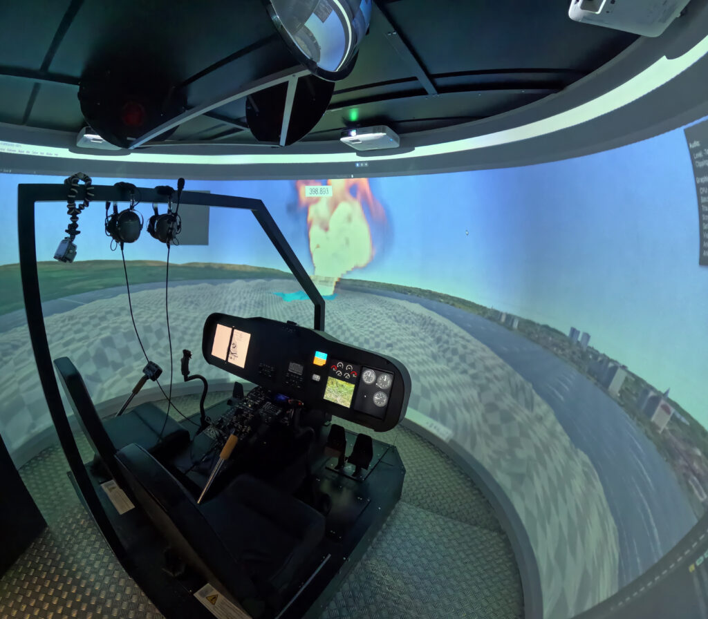Inside Daedalus I, with the fire simulation running.