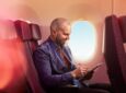 A Virgin Atlantic passenger is connecting to Sport 24 using their mobile device and Starlink connection.