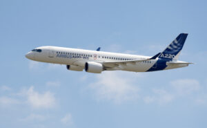 Airbus A220 in flight.