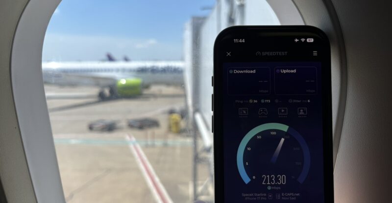 Over 200 mbps down while using the airBaltic Starlink connection on a parked Air Serbia A320
