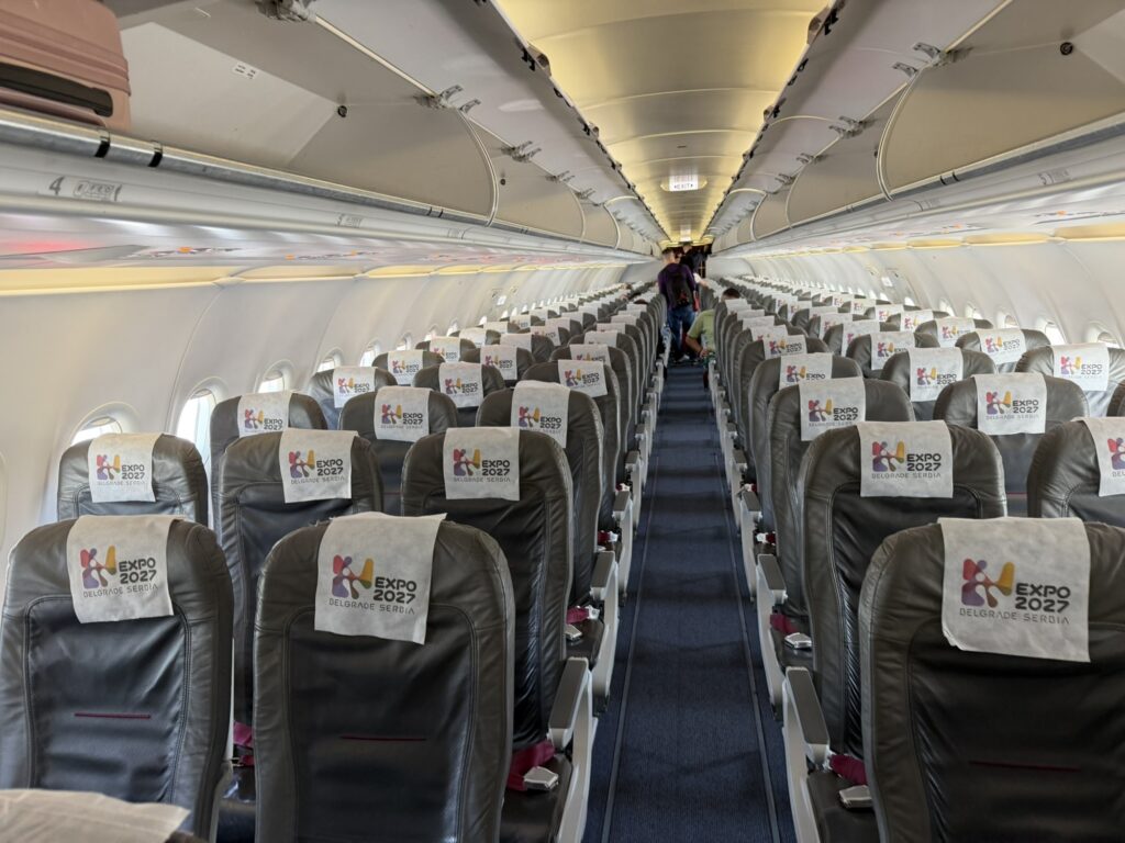 Air Serbia A320 interior with the Recaro BL3520 seats.