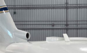 Galileo HDX installation location on Challenger aircraft (fuselage-mounted antenna)